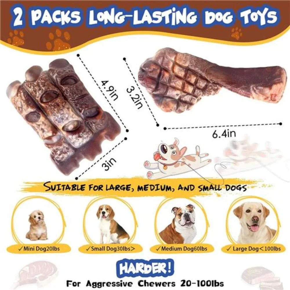 Dog Chew Toys for Chewers：2 Pack Indestructible Dog Toy for Large